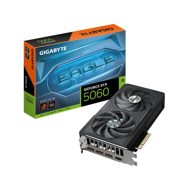 Graphics Card|GIGABYTE|NVIDIA GeForce RTX 5060|8 GB|GDDR7|128 bit|PCIE 5.0 16x|GPU 2550 MHz|Dual Slot Fansink|GV-N5060EAGLEOC-8G
