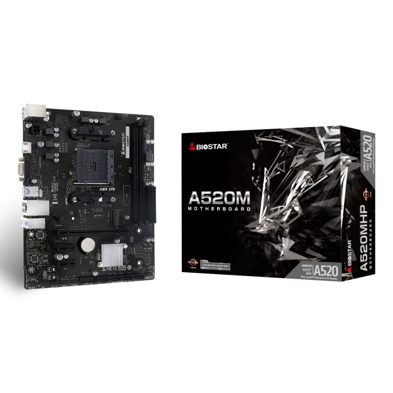 Mainboard|BIOSTAR|AMD A520|SAM4|Micro-ATX|Memory DDR4|Memory slots 2|2xPCI-Express 3.0 1x|1xPCI-Express 3.0 16x|1xM.2|1x15pin D-