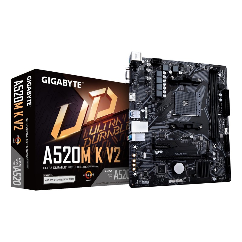 Mainboard|GIGABYTE|AMD A520|SAM4|Micro-ATX|Memory DDR4|Memory slots 2|1xPCI-Express 3.0 1x|1xPCI-Express 3.0 16x|1xM.2|1x15pin D