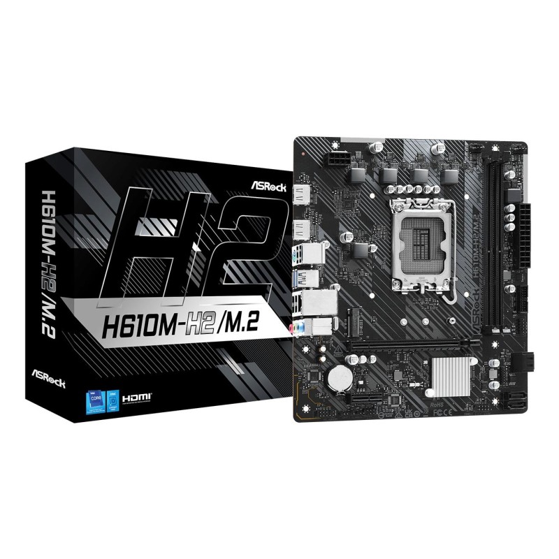 Mainboard|ASROCK|Intel H610|LGA1700|Micro-ATX|Memory DDR4|Memory slots 2|1xPCI-Express 3.0 1x|1xPCI-Express 4.0 16x|1xM.2|2xHDMI