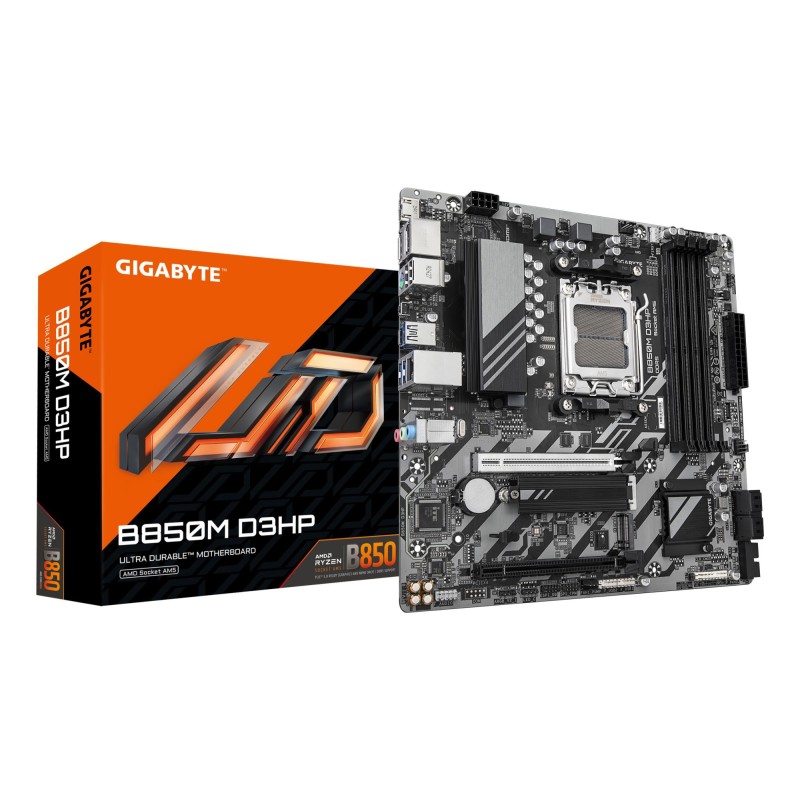 Mainboard|GIGABYTE|AMD B850|Socket AM5|micro ATX|RAM DDR5-SDRAM|4xSlots|2xNumber of M.2 (M) slots|B850MD3HP1.2